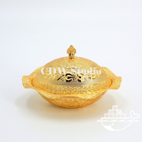 大号有盖双面珠珠郁金香蛋形碗